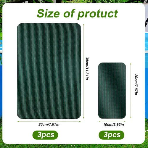 Vista 2 de TOYMIS Parches de protección para piscina de 12 x 8 pulgadas / 4 x 8 pulgadas, de malla verde, autoadhesivos, kit de reparación para cubiertas