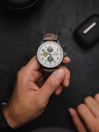 Vista 5 de Reloj analógicoAV-4011Hawker Hurricane, con mecanismo de cuarzo japonés, con correa de piel, de AVI-8