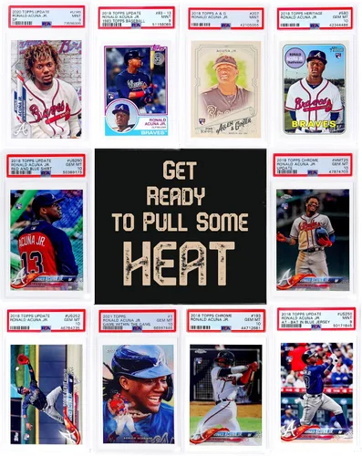 Vista 8 de Slabs of Heat Caja de regalo misteriosa para coleccionistas de béisbol: Edición Ronald Acuña Jr, una tarjeta de béisbol con calificación PSA y un