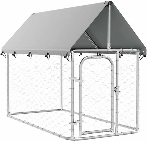 Vista 10 de vidaXL Perrera para perros al aire libre con techo 157.5"x39.4"x59.1