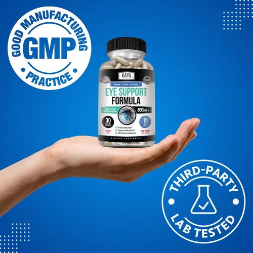 Vista 6 de Kaya Naturals Suplemento de salud ocular, luteína y zeaxantina, salud de la visión, apoyo a la fatiga ocular 800 mg Suplemento vitamínico 30 cápsulas