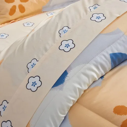 Vista 7 de UOZZI BEDDING Juego de edredón reversible de 6 piezas para niños de microfibra suave con flores grises y naranjas