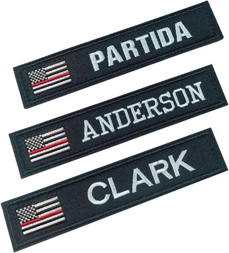 Vista 3 de Parches personalizados con nombre, 2 piezas de parche con nombre militar personalizado, bordado de bandera de Estados Unidos, etiqueta táctica