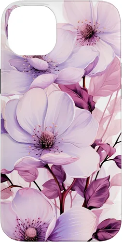 Vista 15 de Funda para iPhone 17, diseño de flores de magnolia rosa y morado lavanda