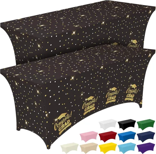 Vista 15 de Pureegg - Juego de 2 manteles de elastano ajustables de 1,2 m para mesas rectangulares, mantel elástico y sin arrugas para mesa de masajes, fiestas