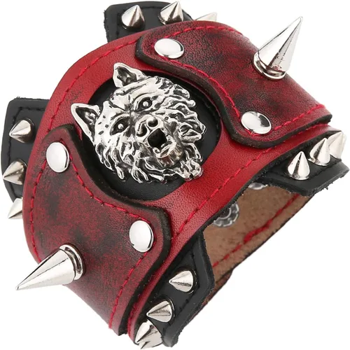 Vista 9 de HZMAN Pulseras de Cuero Retro para Hombre Pulsera de Puño de Cuero Ajustable Pulsera Ancha de Muñeca Regalo de Joyería