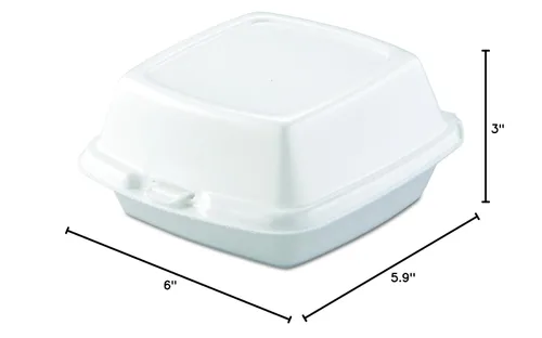 Vista 6 de Dart 60HT1 contenedores de alimentos para transportar, espuma, 1 comp, 5 7/8 x 6 x 3, color blanco, Blanco, 500