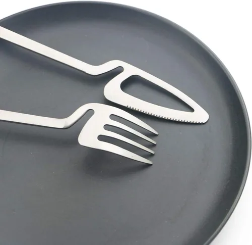 Vista 5 de Juego de cubiertos de 8 piezas Good Dinner Forks colgantes, tenedores de postre de acero inoxidable plateados, 8 pulgadas Tenedores de cena 8pcs