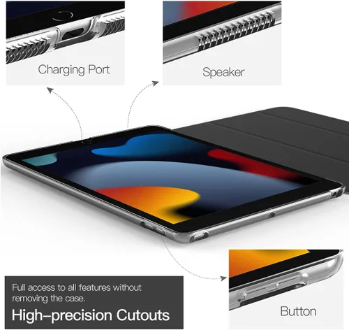 Vista 9 de TiMOVO Funda para iPad 10.2 de 9ª generación 2021, iPad de 8ª generación 2020, iPad de 7ª generación 2019, delgada, translúcida, rígida, con soporte