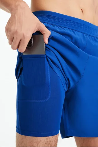 Vista 5 de Fabletics The Fundamental - Pantalón corto para hombre (forrado), entrenamiento, correr, entrenamiento, gimnasio, yoga, ultraligero, atlético