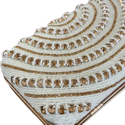 Vista 7 de Bolso cruzado de cristal de la caja, bolso de noche para fiestas y bodas, bolso nupcial de perlas de diamantes de imitación