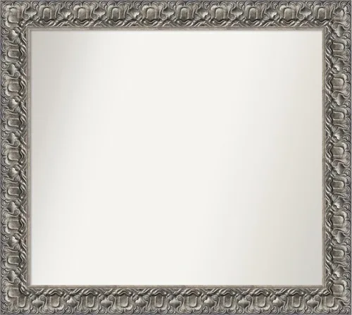 Vista 10 de Amanti Art Espejo de baño plateado para sobre fregadero, 26 x 26 pulgadas, espejo cuadrado de níquel pulido, marco de madera tradicional mediano, se