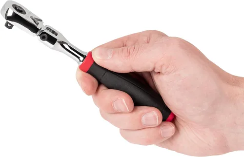 Vista 6 de TEKTON Trinquete de agarre cómodo de liberación rápida con cabezal flexible de 1/4 pulgadas x 6 pulgadas SRH32006