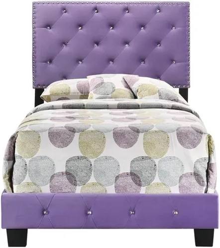 Vista 4 de Glory Furniture Suffolk - Cama individual tapizada de terciopelo, color morado