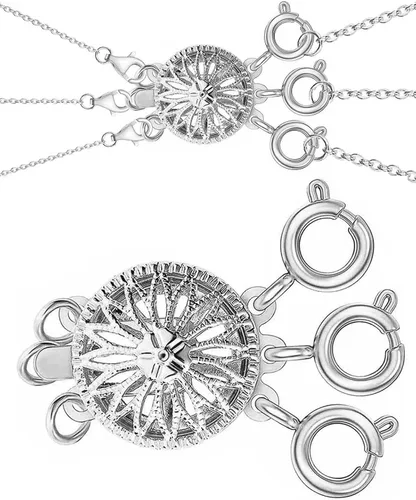 Vista 10 de Dailyacc Cierre de collar en capas para mujer, cierre de joyería deslizante de plata y oro de 14 quilates, conectores de pulsera