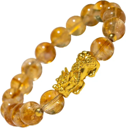 Vista 11 de Conscious Items Pulsera de riqueza y manifestación para mujeres y hombres, pulsera de prosperidad con cristales de dinero y piedra natural