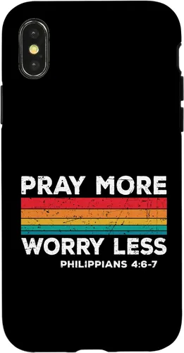 Vista 5 de iPhone 16 Faith Christians God Jesus Pray more worry less Case