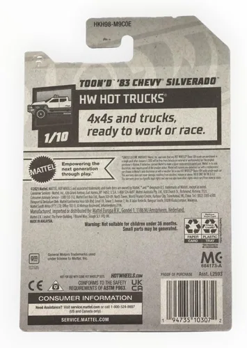 Vista 2 de Hot Wheels Toon'd '83 Chevy Silverado, HW Hot Trucks 1/10 [Azul] 93/250