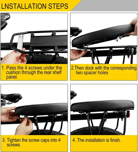 Vista 5 de TOPCABIN Bicycle Manned Cushion Mountain Bike Back Shelf Seat Cushion Manned Comfortable Saddle Children Back Seat Negro