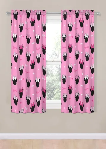 Vista 2 de Jay Franco Disney Minnie Mouse Hearts N Love - Cortinas de 63 pulgadas, hermosa decoración de habitación y fácil de instalar, las cortinas incluyen