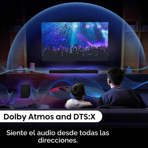Vista 5 de Hisense AX3100Q Barra de sonido de 3.1 canales con subwoofer inalámbrico, Dolby Atmos, DTS:X, canal central, control de aplicación y control remoto