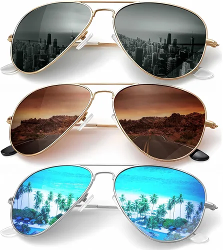 Vista 17 de KALIYADI Classic Aviator Sunglasses for Men Women Driving Sun glasses Polarized Lens UV Blocking Negro