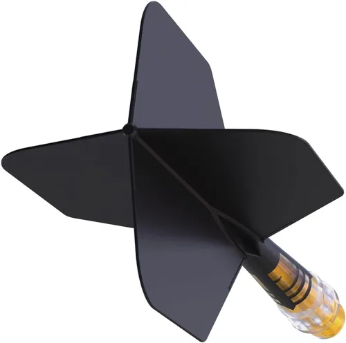 Vista 3 de CUESOUL ROST T19 - Eje de dardo integrado de carbono y vuelo con forma de ala grande, color negro con ejes amarillos