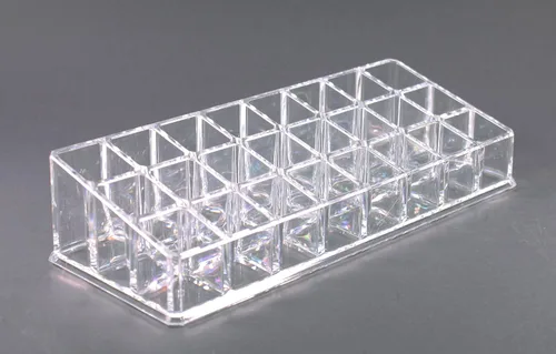 Vista 3 de Estuche de maquillaje acrílico transparente y lápiz labial o soporte para brochas con 24 compartimentos