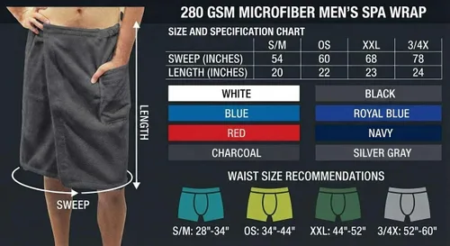 Vista 2 de BY LORA Toalla de microfibra para hombre, de secado rápido, color negro, XXL