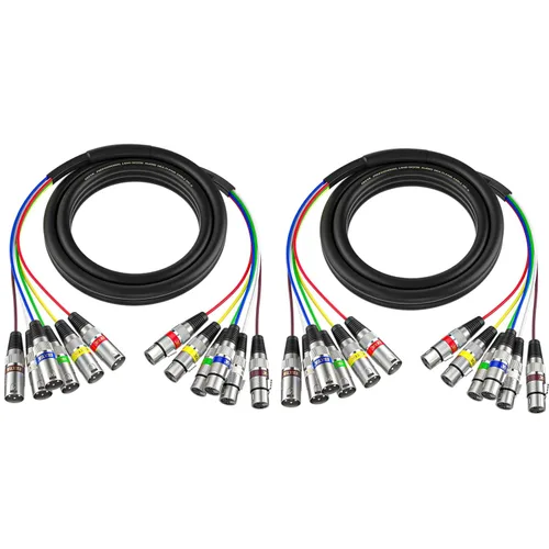 Vista 7 de Cables XLR Snake de 3 pies 4 colores, 4 canales macho a hembra XLR cable de micrófono Cable de conexión de serpiente de 3 pines para grabación