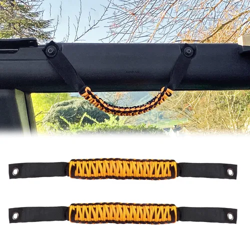Vista 14 de Asas de agarre para barra antivuelco, mango de agarre Paracord para Ford Bronco, paquete de 2 (color negro)