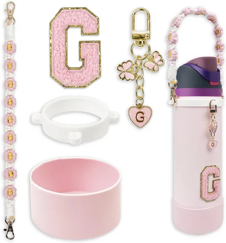 Vista 93 de SITKOL Juego de Monogramas Bonitos de Silicona Compatible con Botella de Agua Owala 24 oz, 32 oz, 40 oz - Accesorios Perfectos con la Letra Owala
