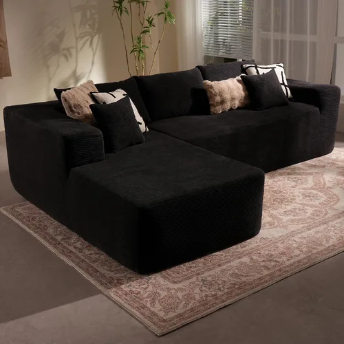 Vista 41 de Sofá modular Cloud de 96 pulgadas con tumbona, asiento profundo en forma de L, moderno sofá cama sin hueso, no requiere montaje, sofás sin hueso