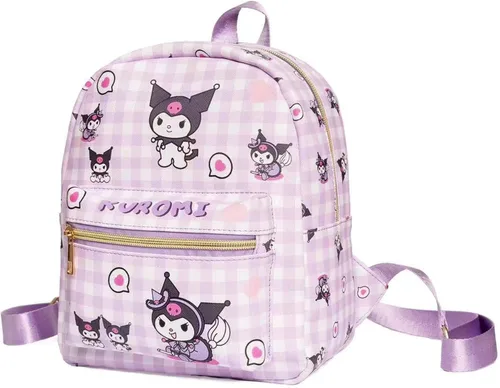 Vista 8 de Roffatide Anime Cinnamoroll Mochila Mini Cute Cartoon Daily Travel Bag All Over Impreso a cuadros Mochila de viaje senderismo mochila azul, LYB14001