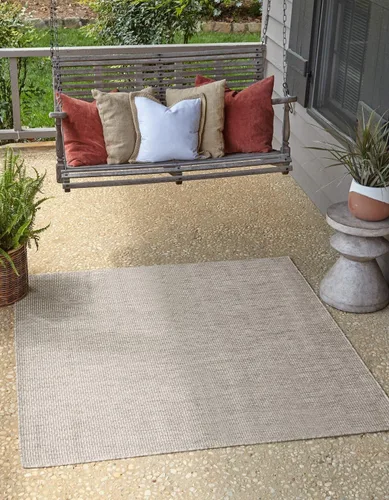 Vista 105 de Unique Loom Collection - Alfombra casual de transición sólida jaspeada para interiores y exteriores