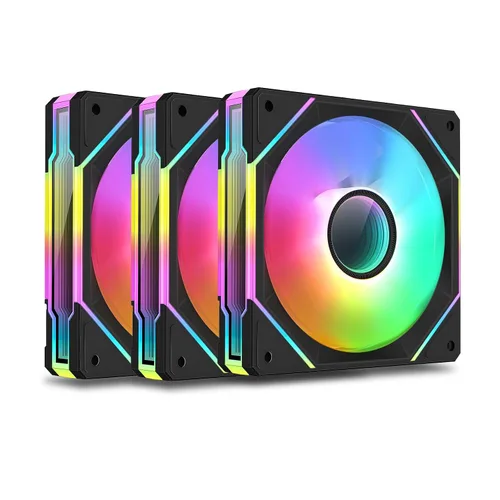Vista 9 de Ventilador de computadora Infinity Mirror ARGB de 4.724 in, ventilador PWM negro de alto rendimiento con efecto de luz personalizable por SYNC
