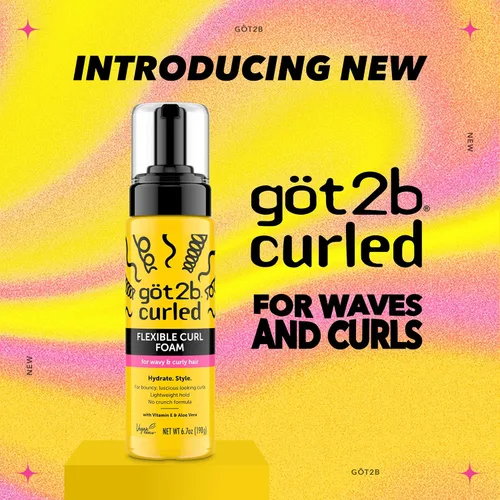 Vista 2 de Got2B Espuma Rizadora Flexible, 6.7 onzas líquidas, mousse para el cabello para control del encrespamiento y protección térmica, sujeción ligera