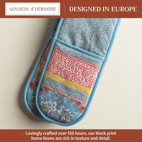 Vista 2 de Maison d' Hermine - Agarradera de 7 x 35 pulgadas, con bucle, 100 % algodón, resistente al calor, regalo, cocinar, hornear, parrilla, microondas