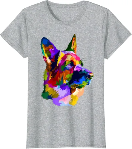 Vista 26 de Camiseta con retrato de pastor alemán para dueños de perros, Negro, S