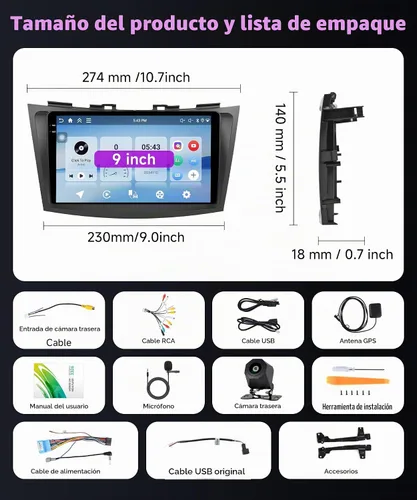 Vista 8 de podofo Radio de coche Android 15 4G+128G para Suzuki Swift 2011-2015