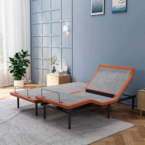 Vista 16 de ESHINE Marco de cama ajustable + colchón híbrido de 14 pulgadas, soporte lumbar, inclinación de almohada para la cabeza, control de aplicación