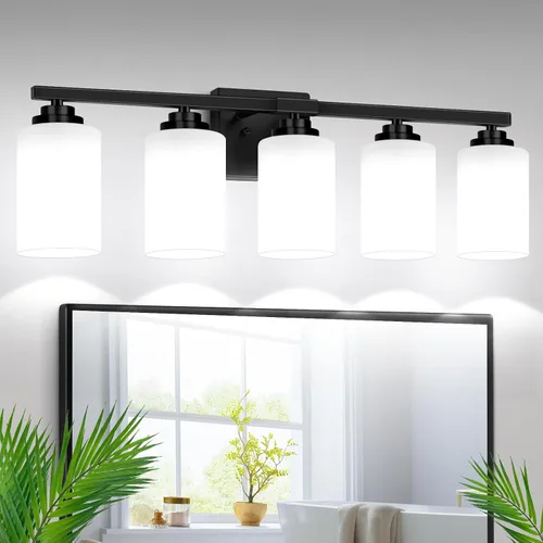 Vista 19 de VerRon Juego de 2 apliques de pared para baño, lámparas modernas de tocador, faroles de montaje de bronce cepillado al óleo, luces de pared