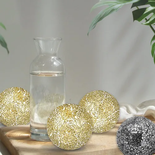 Vista 6 de Ochine Juego de 6 bolas decorativas para decoración de orbes de 3 pulgadas, bolas de mosaico de vidrio, bolas de centro de mesa, bolas redondas