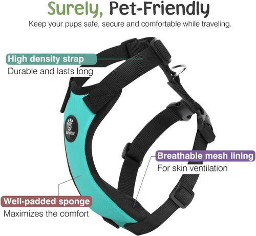 Vista 3 de VavoPaw Cinturón de Seguridad para Perros, Chaleco de Seguridad Arnés para Perros de Coche con Hebilla Ajustable, Cinturón de Seguridad para Perros
