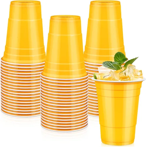 Vista 16 de LANLISA 50 vasos de plástico negros, vasos desechables de 16 onzas, tazas para beber para suministros de fiesta
