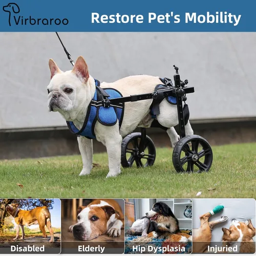 Vista 6 de Silla de ruedas para perros para patas traseras con neumáticos todo terreno mejorados y rodamientos duraderos, silla de ruedas ajustable para perro