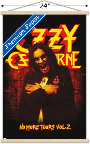 Vista 3 de Trends International Ozzy Osbourne - Póster de pared No More Tours, 22.37 x 34.00 pulgadas, paquete de impresión premium y colgador de madera de haya