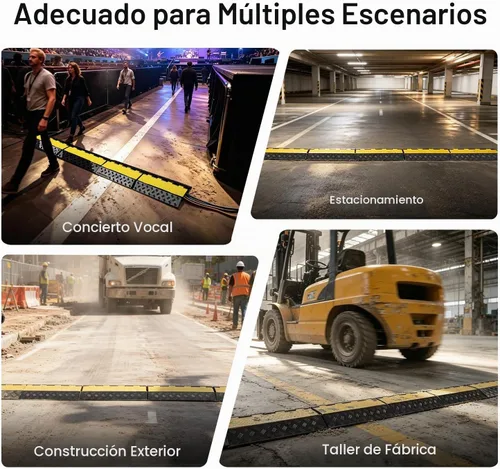 Vista 7 de CXRCY Rampa protectora de cable de goma, rampas protectoras de manguera de alambre de 2 canales, cubierta de cable de plástico de goma para asfalto