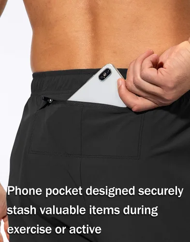 Vista 4 de Pudolla Pantalones deportivos de correr para hombre con cintura elástica y bolsillos con cremallera