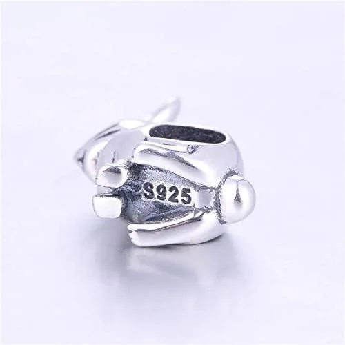 Vista 4 de Abalorio de plata de ley 925 con diseño de animales de la suerte, de la marca Lucky Beads, con forma de conejo, gato, perro para pulseras Pandora